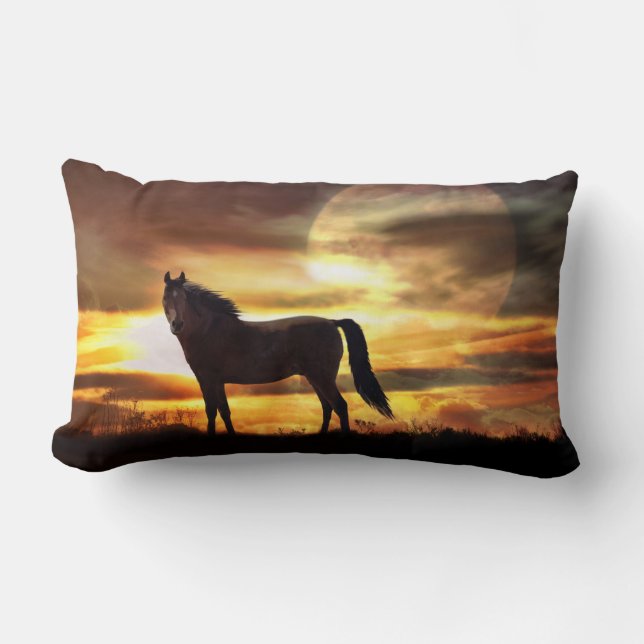 Awesome Surreal Horse in the Moon Throw Pillow (Front)