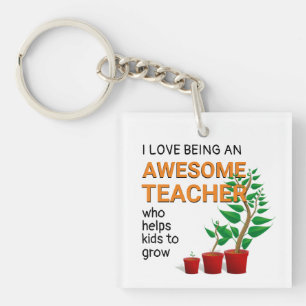 Awesome Teacher Helps Kids Grow Key Ring
