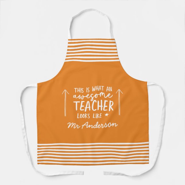 Awesome teacher modern typography colourful gift apron (Front)
