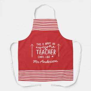 Awesome teacher modern typography rainbow gift apron