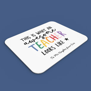 Awesome teacher modern typography rainbow gift mouse pad