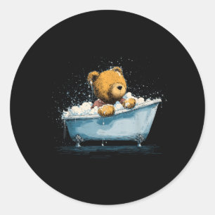Awesome Teddy in Bathtube for Bears and Bubbles Classic Round Sticker