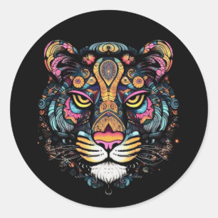Awesome Tiger Head Classic Round Sticker