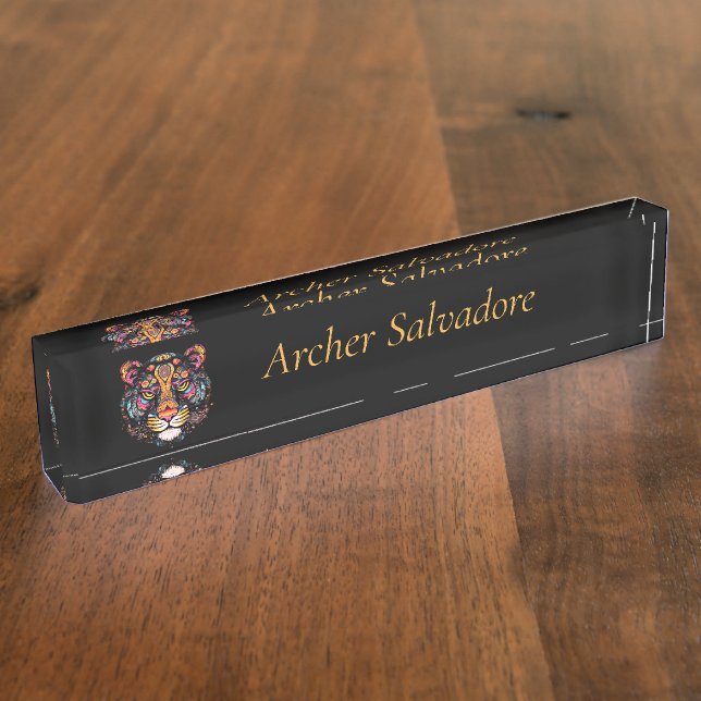 Awesome Tiger Head Name  Plate (Side)
