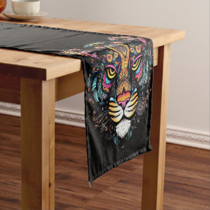 Awesome Tiger Head Short Table Runner