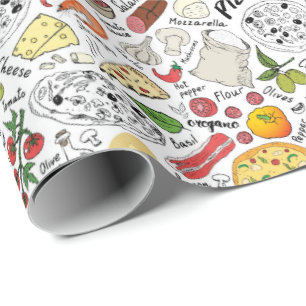 Awesome tiled pizza party  wrapping paper