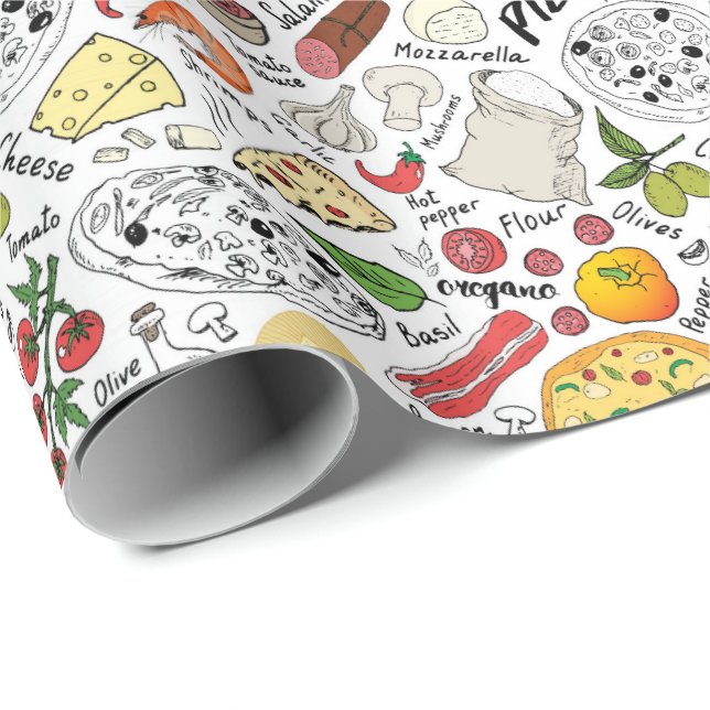 Awesome tiled pizza party  wrapping paper (Roll Corner)