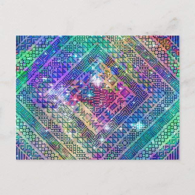 Awesome trendy  Aztec geometric diamond shapes Postcard (Front)