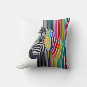 awesome trendy colourful vibrant stripes zebra cushion