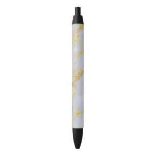 Awesome trendy modern faux gold glitter marble black ink pen