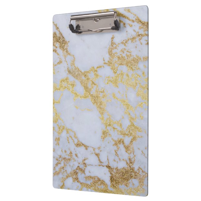 Awesome trendy modern faux gold glitter marble clipboard (Left)