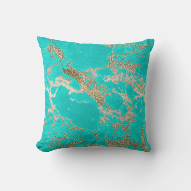 Awesome trendy modern faux gold glitter marble cushion (Front)