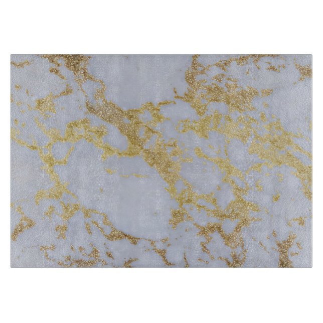 Awesome trendy modern faux gold glitter marble cutting board (Front)