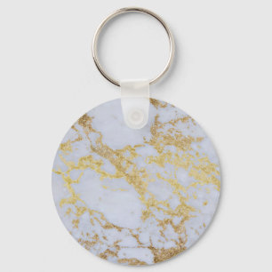 Awesome trendy modern faux gold glitter marble key ring