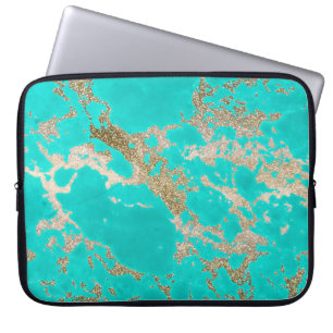 Awesome trendy modern faux gold glitter marble laptop sleeve