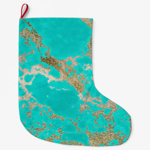 Awesome trendy modern faux gold glitter marble large christmas stocking