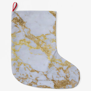 Awesome trendy modern faux gold glitter marble large christmas stocking