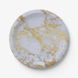 Awesome trendy modern faux gold glitter marble paper plate