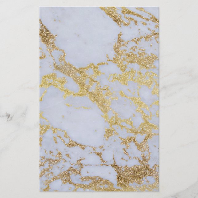 Awesome trendy modern faux gold glitter marble stationery (Front)