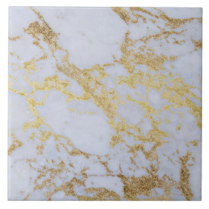 Awesome trendy modern faux gold glitter marble tile