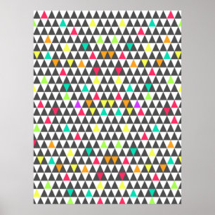 Awesome trendy retro geometric triangle pattern poster