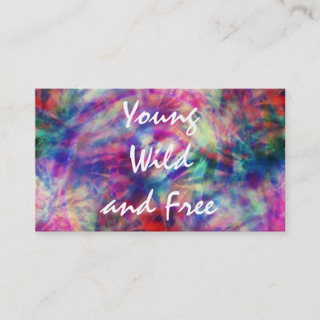 Awesome trendy tribal tie dye young wild and free business card (Front)