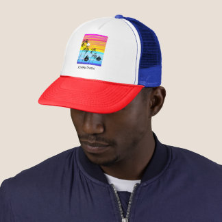 Awesome Tropical Sunset Sailing Birthday Trucker Hat