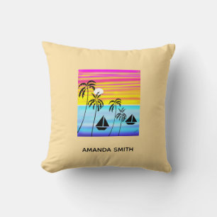Awesome Tropical Tropical Sunset Sailing Cushion