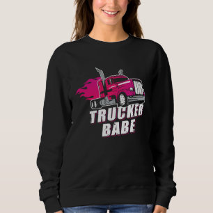 Awesome Trucker Babe Trailer Truck Driver Women Gi Sweatshirt