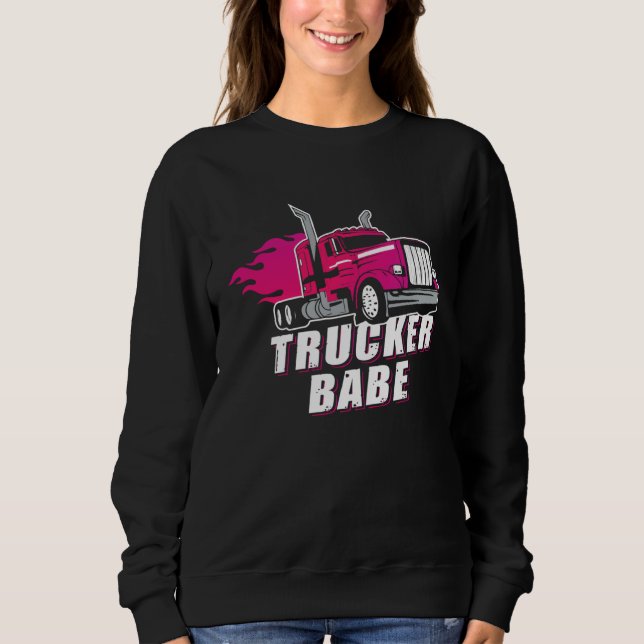 Awesome Trucker Babe Trailer Truck Driver Women Gi Sweatshirt (Front)