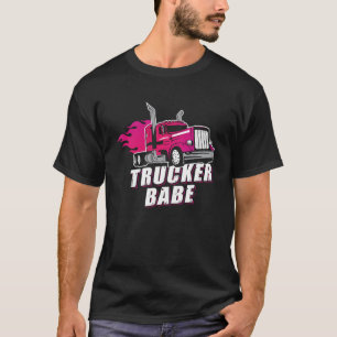 Awesome Trucker Babe Trailer Truck Driver Women Gi T-Shirt
