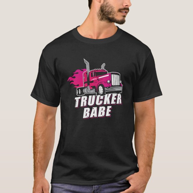 Awesome Trucker Babe Trailer Truck Driver Women Gi T-Shirt (Front)