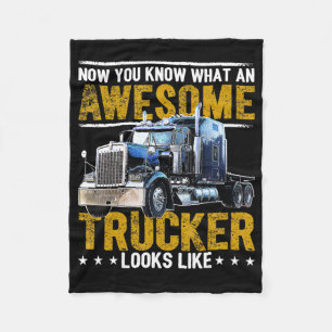 Awesome Trucker Great Gift For Men And Truckers Fleece Blanket
