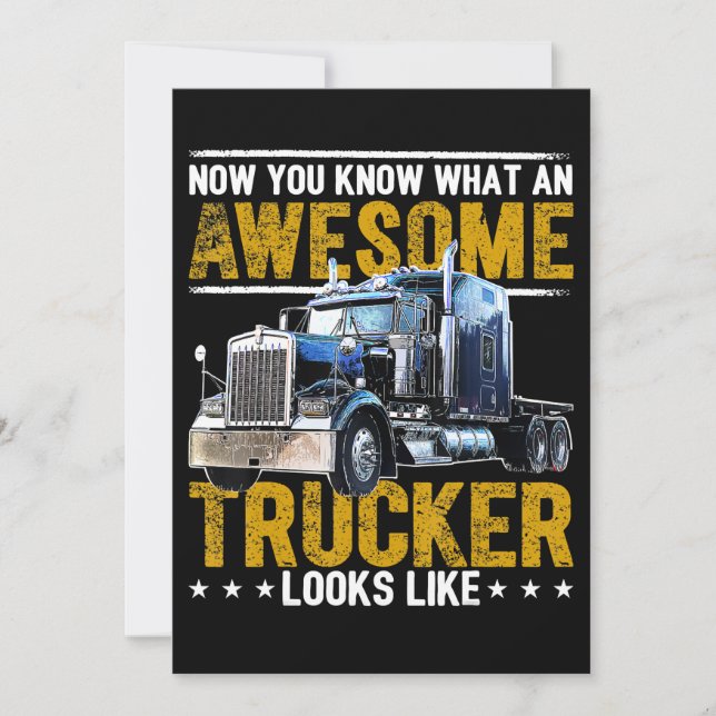 Awesome Trucker Great Gift For Men And Truckers Holiday Card (Front)