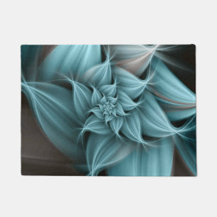 Awesome Turquoise Flower Fractal Doormat