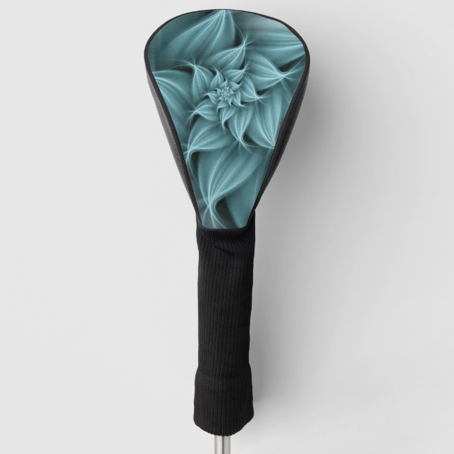 Awesome Turquoise Flower Fractal  Golf Head Cover (Front)