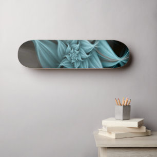 Awesome Turquoise Flower Fractal Skateboard