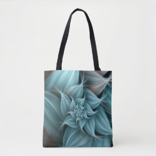 Awesome Turquoise Flower Fractal Tote Bag