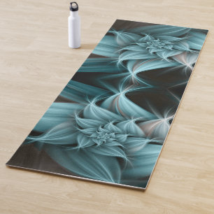 Awesome Turquoise Flower Fractal  Yoga Mat