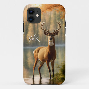 Awesome Twelve Point Buck Autumn Waters Monogram iPhone 11 Case