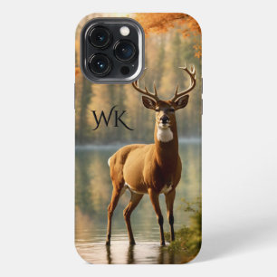 Awesome Twelve Point Buck Autumn Waters Monogram iPhone 13 Pro Max Case