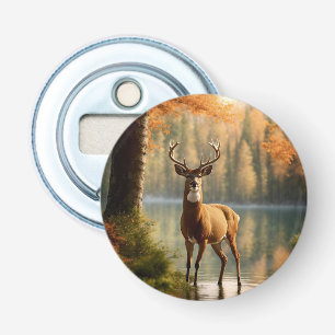 Awesome Twelve Point Buck in Autumn Waters Bottle Opener