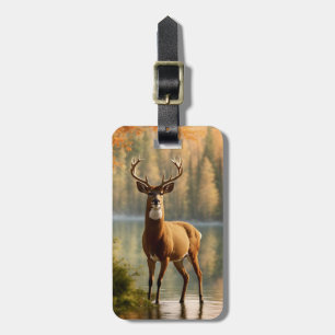 Awesome Twelve Point Buck in Autumn Waters Luggage Tag