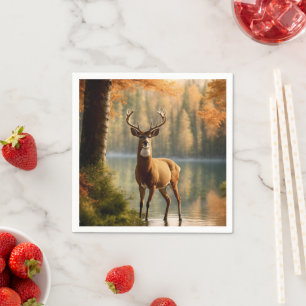 Awesome Twelve Point Buck in Autumn Waters Napkin
