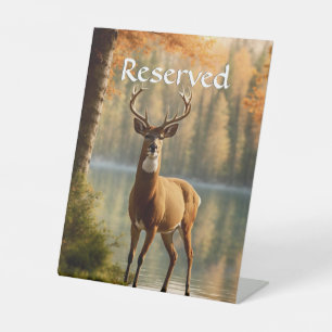 Awesome Twelve Point Buck in Autumn Waters Reserve Pedestal Sign