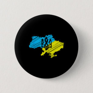 Awesome Ukrainian Map - Ukrainian Flag  6 Cm Round Badge
