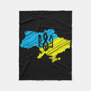 Awesome Ukrainian Map - Ukrainian Flag Fleece Blanket