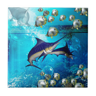 Awesome underwater world ceramic tile