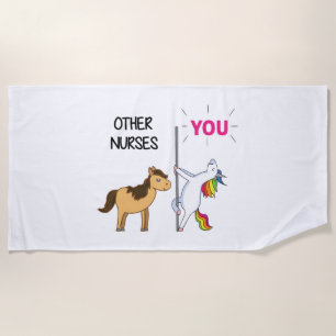 Awesome Unicorn Gift For Nurse Beach Towel