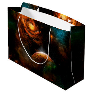 Awesome universe with planet and stars large gift bag